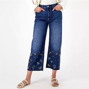 Driftwood Floral Embroidered Jeans Sz 8 New